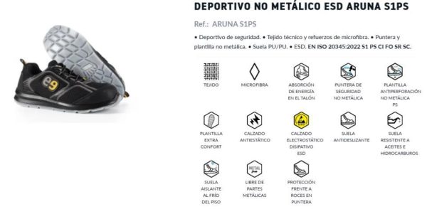 Deportivo no metálico ESD ARUNA S1PS