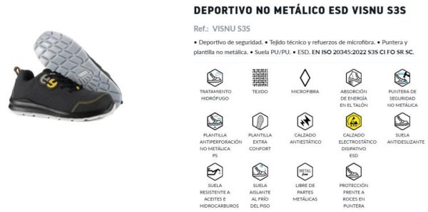 Deportivo no metálico ESD VISNU S3S