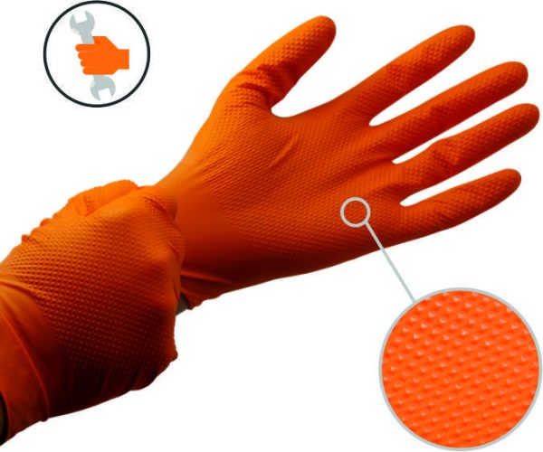 GUANTE NITRILO NARANJA DIAMOND GRIP CAJA 100