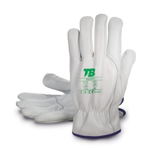 Guante piel flor gris. Forro franela. Ribete de tela. Grosor: 0,8-1 mm.160IFF