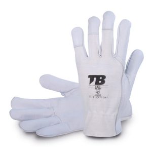 Guante piel flor cabra gris extra. Dorso algodón. Grosor: 0,5-0,9 mm.182I