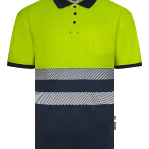 Polo poliéster reciclado bicolor manga corta cinta segmentada VELILLA