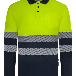 Polo poliéster reciclado bicolor manga larga cinta segmentada VELILLA