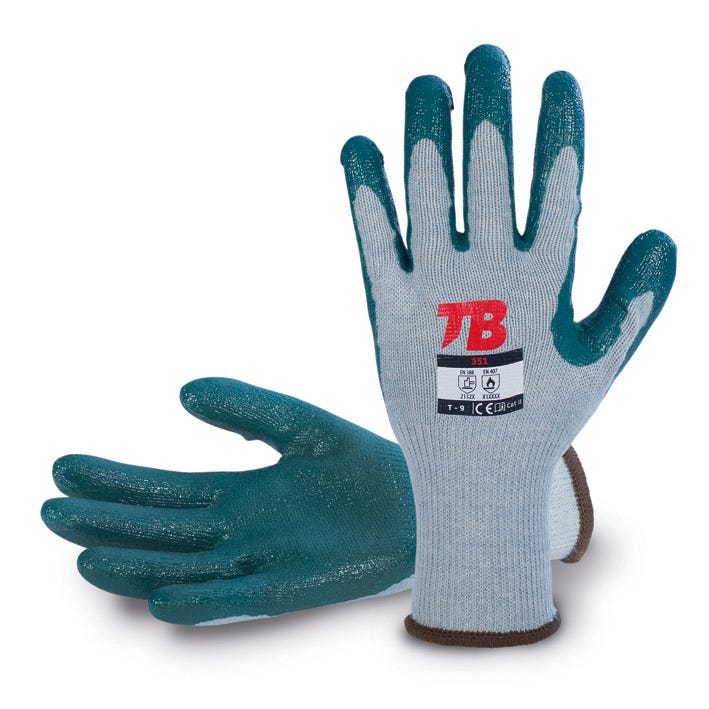 Guante soporte algodón y poliéster gris sin costuras, de Uso General, Térmico Calor 351 TB