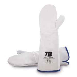 Manopla serraje vacuno crupón gris. Forro aislante térmico en palma. Grosor 1,3-1,5 mm. Longitud total: 45 cm.904-25