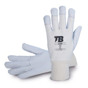 Guante piel flor cabra gris. Dorso algodón. Puño algodón elástico. Grosor: 0,5-0,9 mm.AC56B