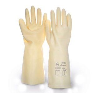 Guante caucho natural. Ensayo 2.500 V uso 500 V. Grosor: 0,5 mm. Longitud total: 36 cm.GLE00