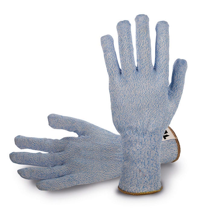 Guante tejido Tuffalene® azul y fibras de vidrio sin costuras. Ambidiestro. Puño elástico. Galga 13.KMG700CS