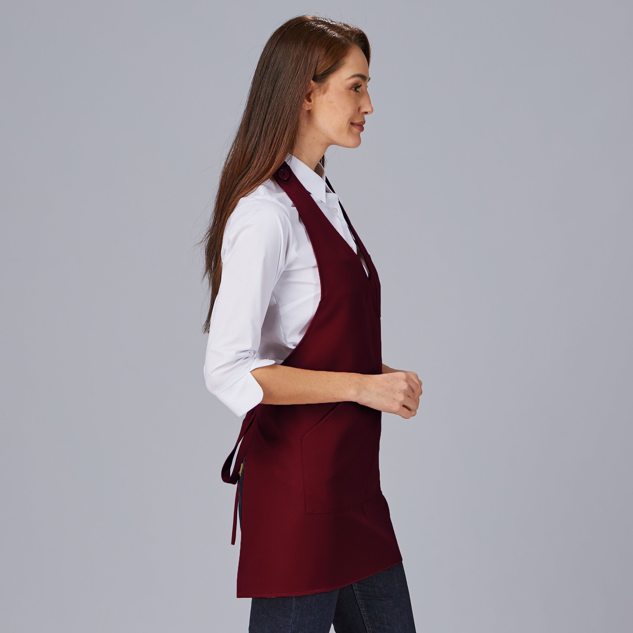 DELANTAL BISTRO SARGA POLIESTER 80X65 CM.1 bolsillo delantero. 1 bolsillo bolígrafo en pecho. Sistema de cierre con botón de pastilla. 80x65 cm. - Imagen 42