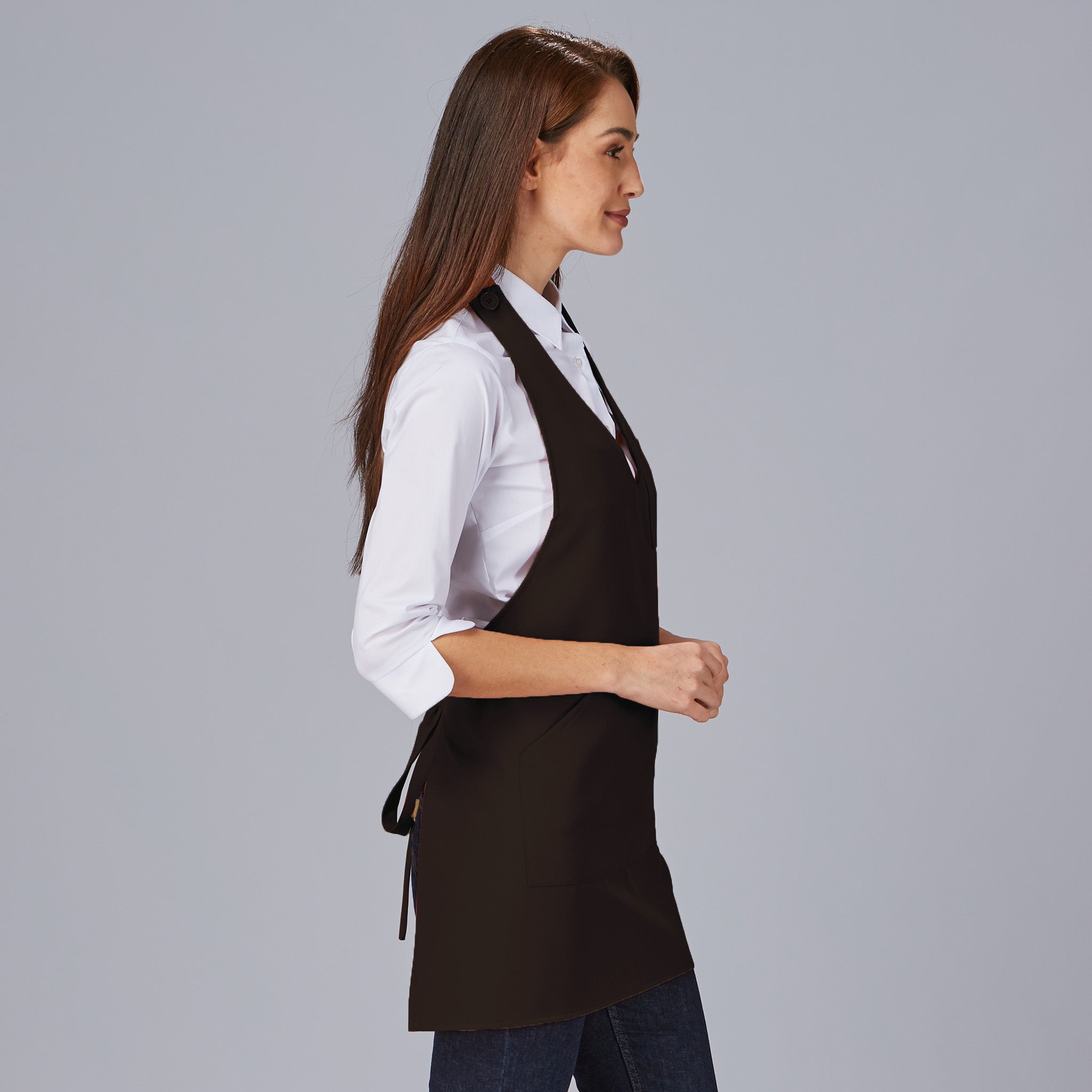 DELANTAL BISTRO SARGA POLIESTER 80X65 CM.1 bolsillo delantero. 1 bolsillo bolígrafo en pecho. Sistema de cierre con botón de pastilla. 80x65 cm. - Imagen 11