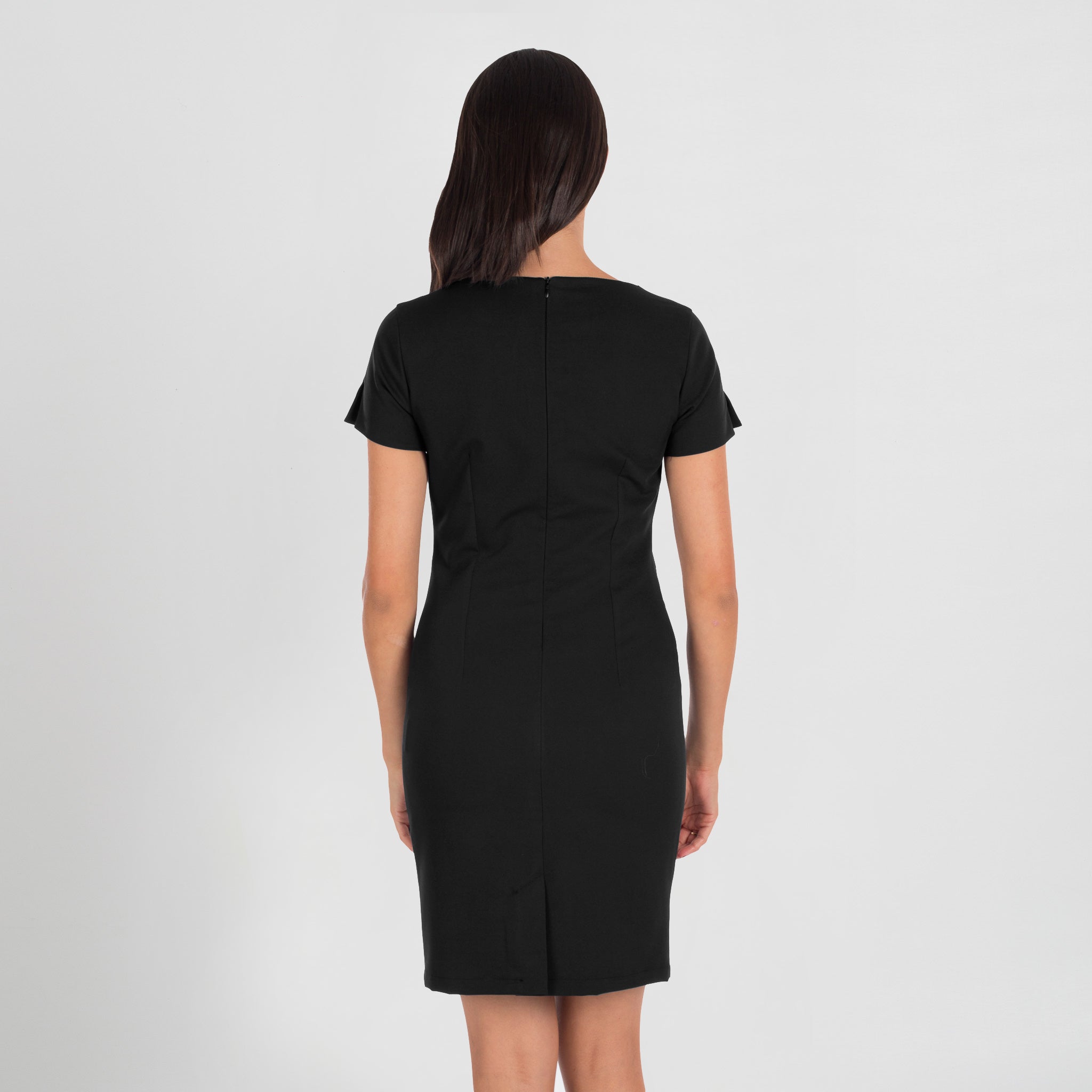 VESTIDO M. CORTA TRIVIAL.Costadillos en el delantero Pinzas en la espalda Costura centro espalda Abertura trasera Apertura en mangas Forro interior Largo aprox.: 93cm Prenda M1: ajustada - Imagen 7