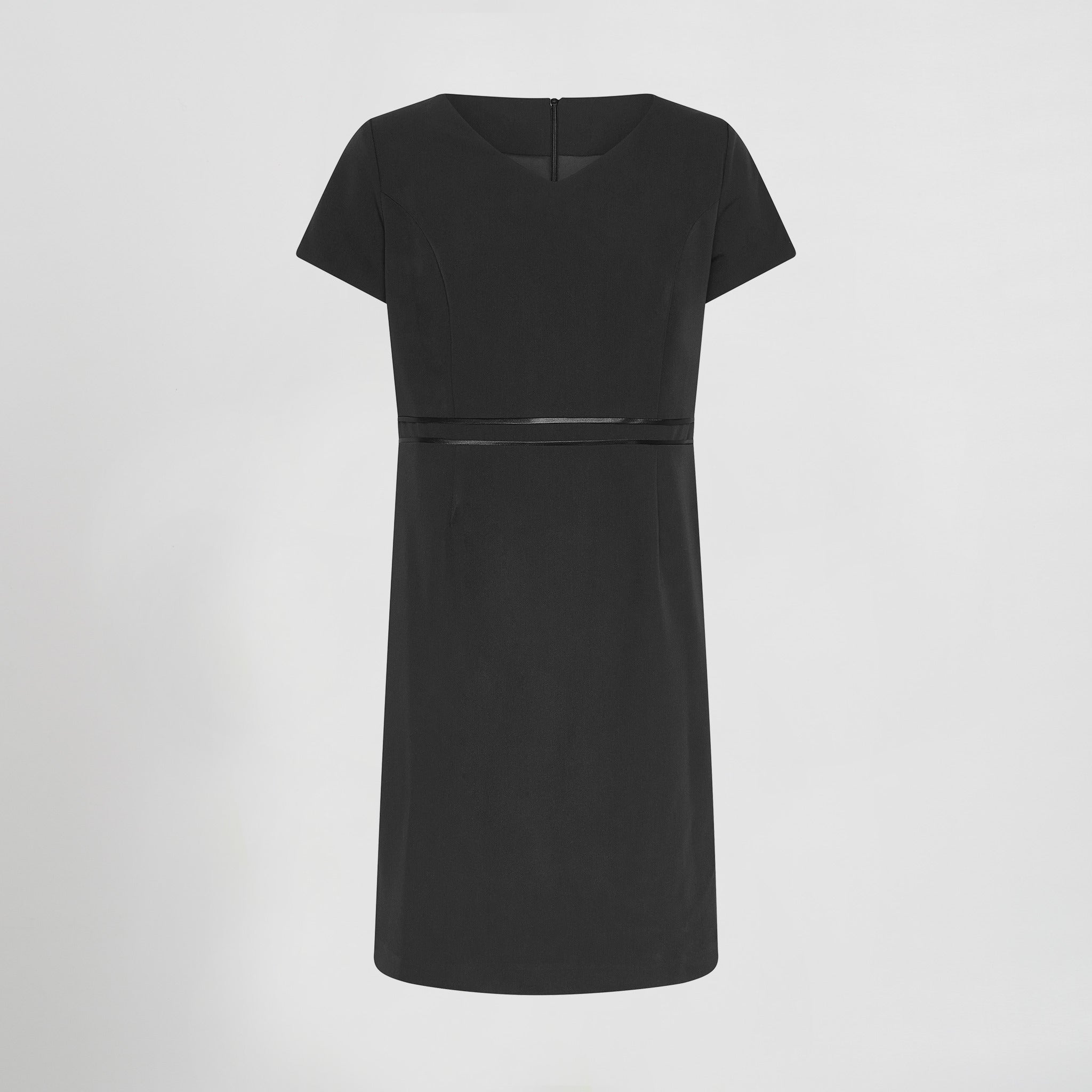 VESTIDO M. CORTA TRIVIAL.Costadillos en el delantero Pinzas en la espalda Costura centro espalda Abertura trasera Apertura en mangas Forro interior Largo aprox.: 93cm Prenda M1: ajustada