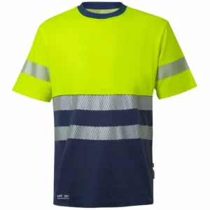 Camiseta algodón bicolor manga corta cinta segmentada